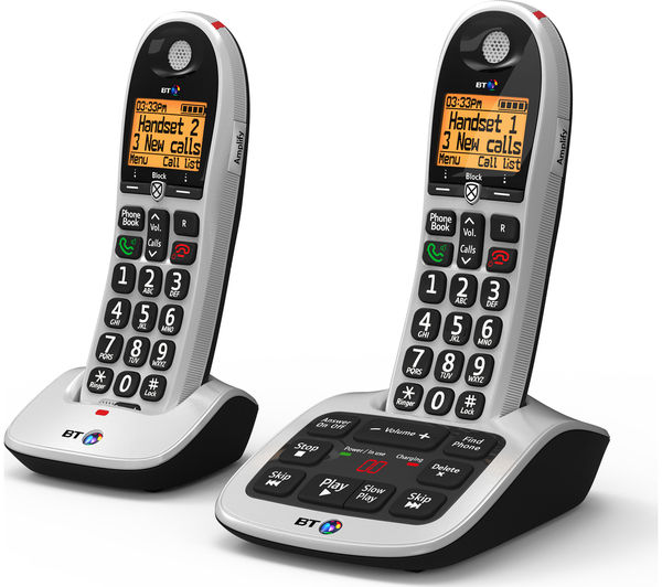 Bt 4600 Cordless Phone With Answering Machine Twin Handsets Silver