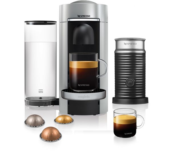 NESPRESSO by Magimix Vertuo Plus Coffee Machine with Aeroccino - Silver, Silver