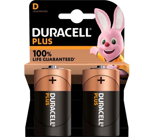 Duracell Plus D Alkaline Batteries Pack Of 2