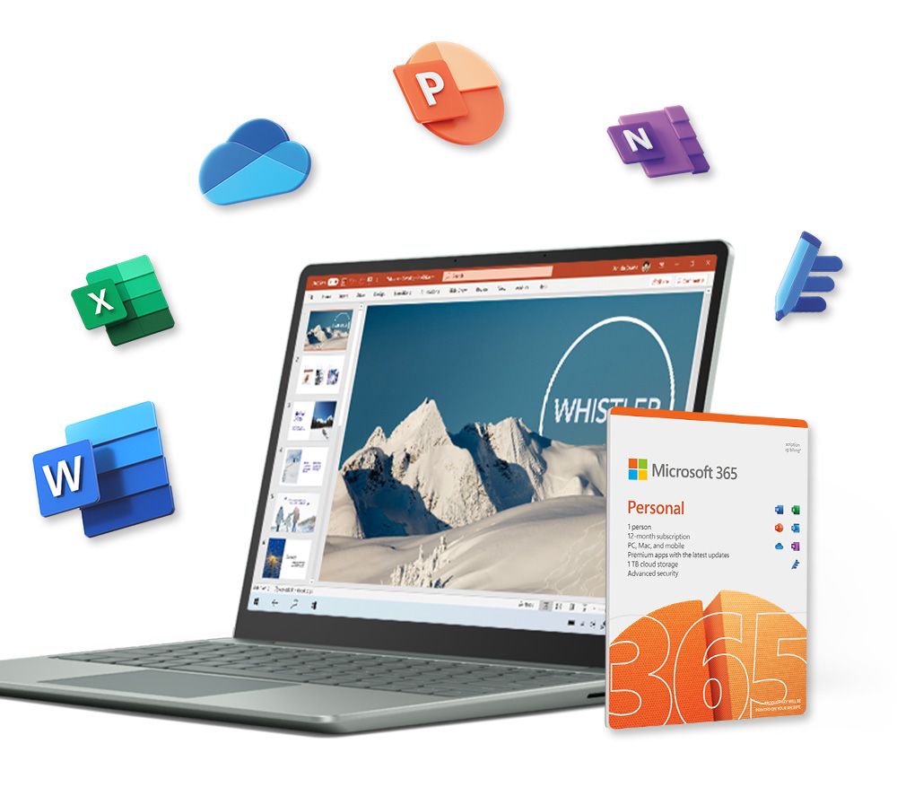 12.4" Surface Laptop Go 2 Sage & 365 Personal - 15 Months, 1 User, 5 Devices Bundle