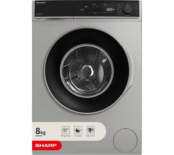 An image of SHARP ES-NFA814BA1NA-EN 8 kg 1400 Spin Washing Machine - Silver