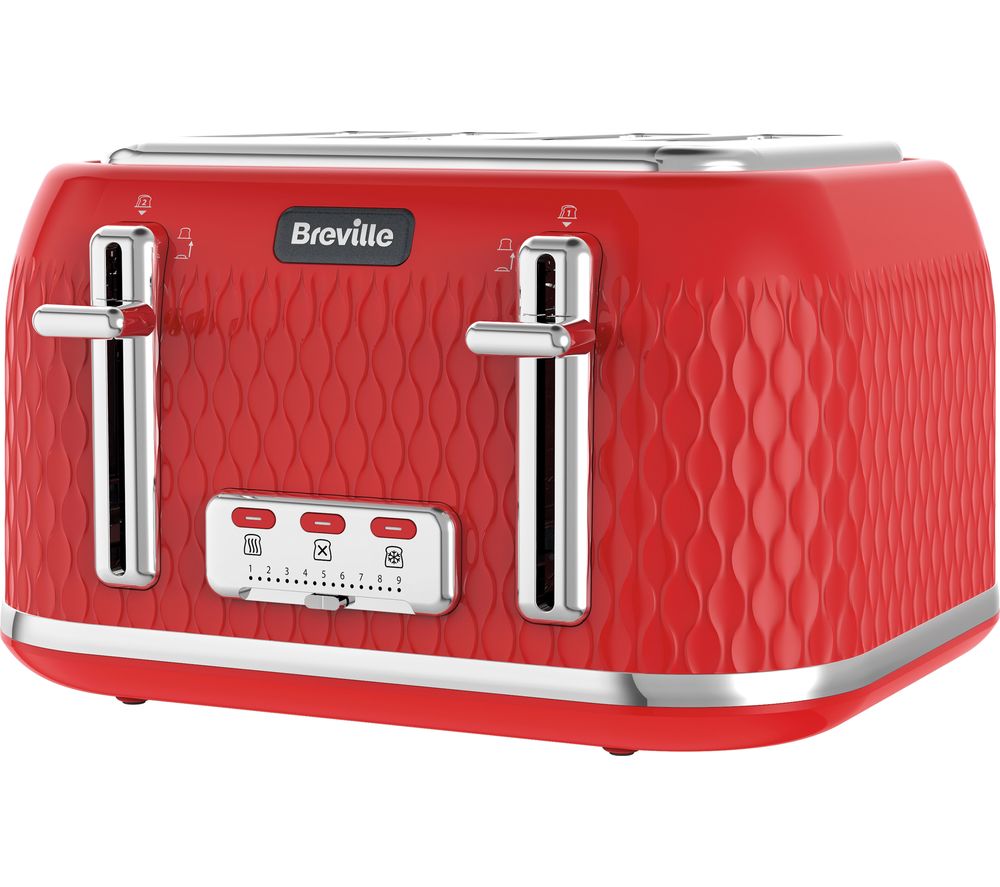 BREVILLE Curve VTT914 4-Slice Toaster - Red, Red