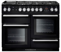 RANGEMASTER Nexus NEX110DFFBL/C 110 cm Dual Fuel Range Cooker - Black & Chrome