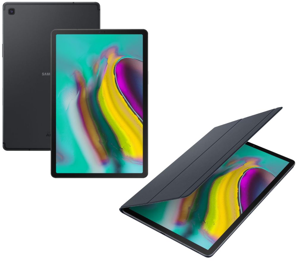 SAMSUNG Galaxy Tab S5e 10.5″ Tablet & Book Cover Bundle – 128 GB, Black, Black