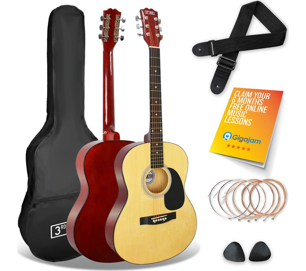 Full Size 4/4 Acoustic Guitar Bundle - Natural