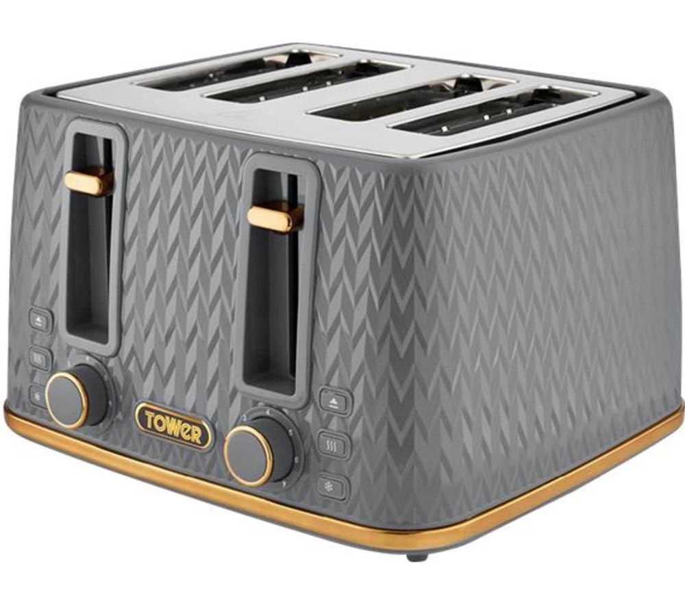 TOWER Empire Collection T20061GRY 4-slice Toaster - Grey, Grey