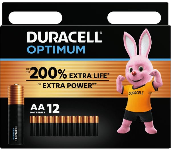 Duracell Optimum Aa Alkaline Batteries Pack Of 12
