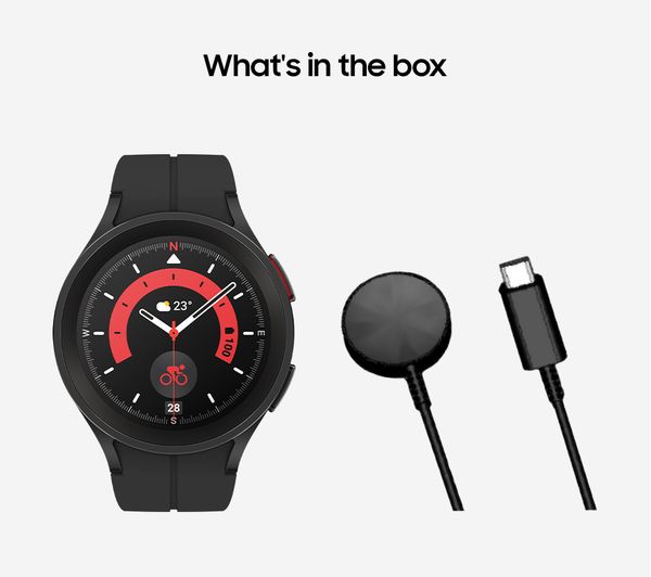 SAMSUNG Galaxy Watch5 Pro BT with Bixby Google Assistant Black Titanium 45 mm SM R920NZKAEUA Currys Business