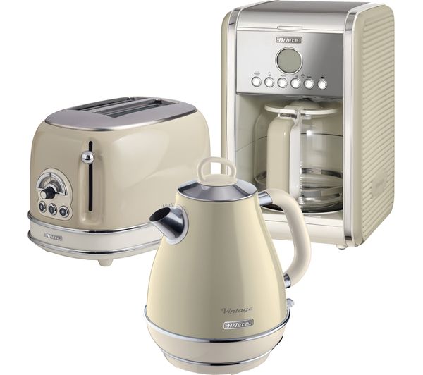 ARIETE Vintage ARPK7 Coffee Machine, Toaster & Kettle Bundle - Beige