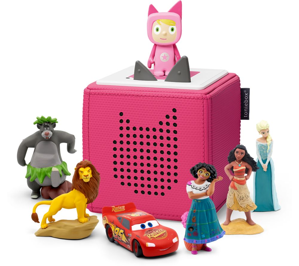 Toniebox Starter Set (Pink), Lion King, Encanto, Baloo, Lightning McQueen, Moana & Elsa Audio Figure Bundle