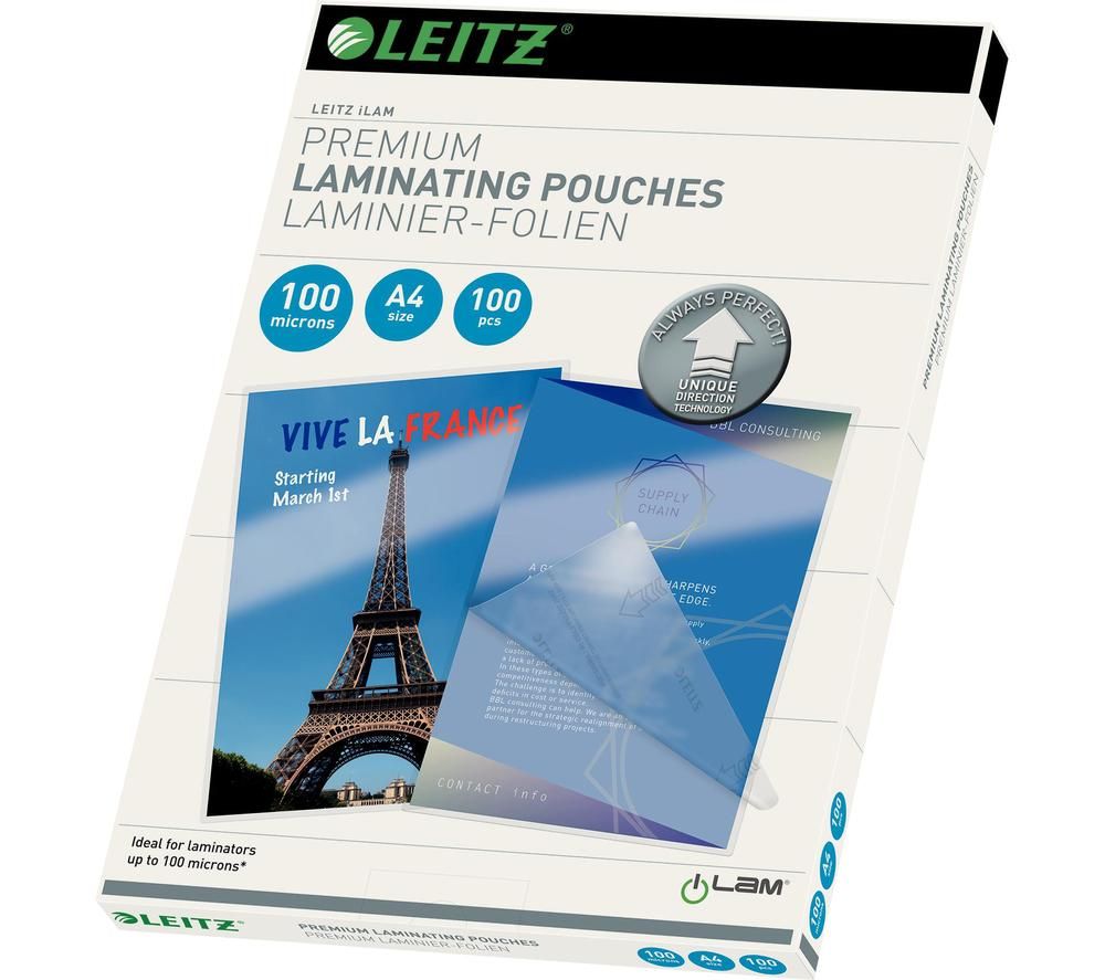 iLAM 74800000 100 Micron A4 Laminating Pouches - Pack of 100
