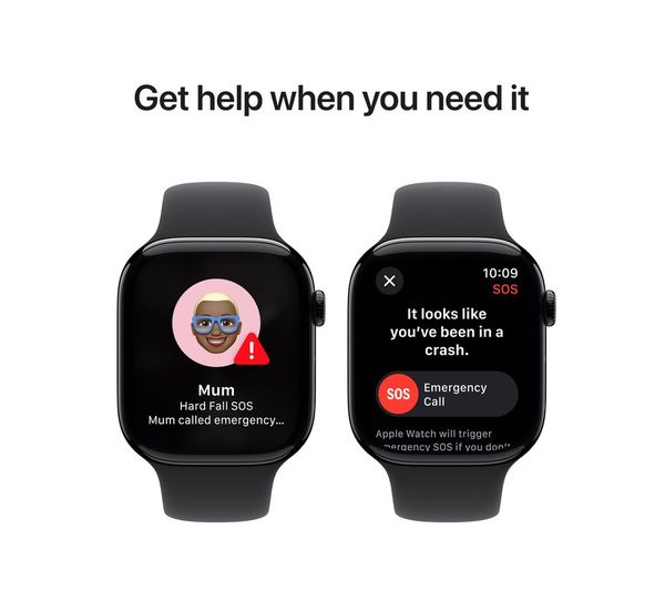 MWY43QA A APPLE Watch Series 10 Cellular 46 mm Jet Black Aluminium Case with Black Sport Band M L Currys Business