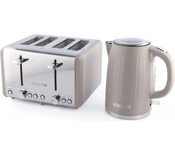 HAMILTON BEACH Harmony Breakfast Jug Kettle & 4-Slice Toaster Bundle - Cappuccino