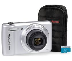 Luxmedia Z212-S Compact Camera, Case & 32 GB MicroSD Memory Card Bundle - Silver