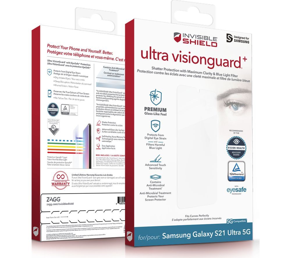 ZAGG InvisibleShield Ultra Visionguard Samsung Galaxy S21 Ultra Screen Protector