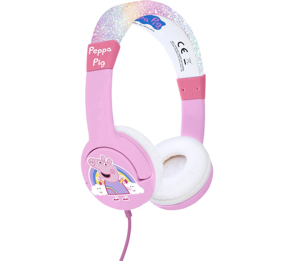 OTL PP0776 Peppa Pig Kids Headphones - Pink & Rainbow Glitter