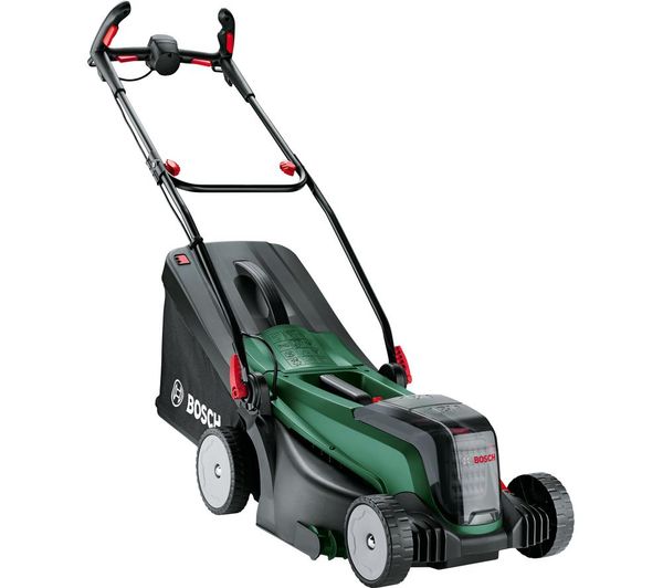 Bosch Universalrotak 2x18v 37 550 Cordless Rotary Lawn Mower With 2 Batteries Green