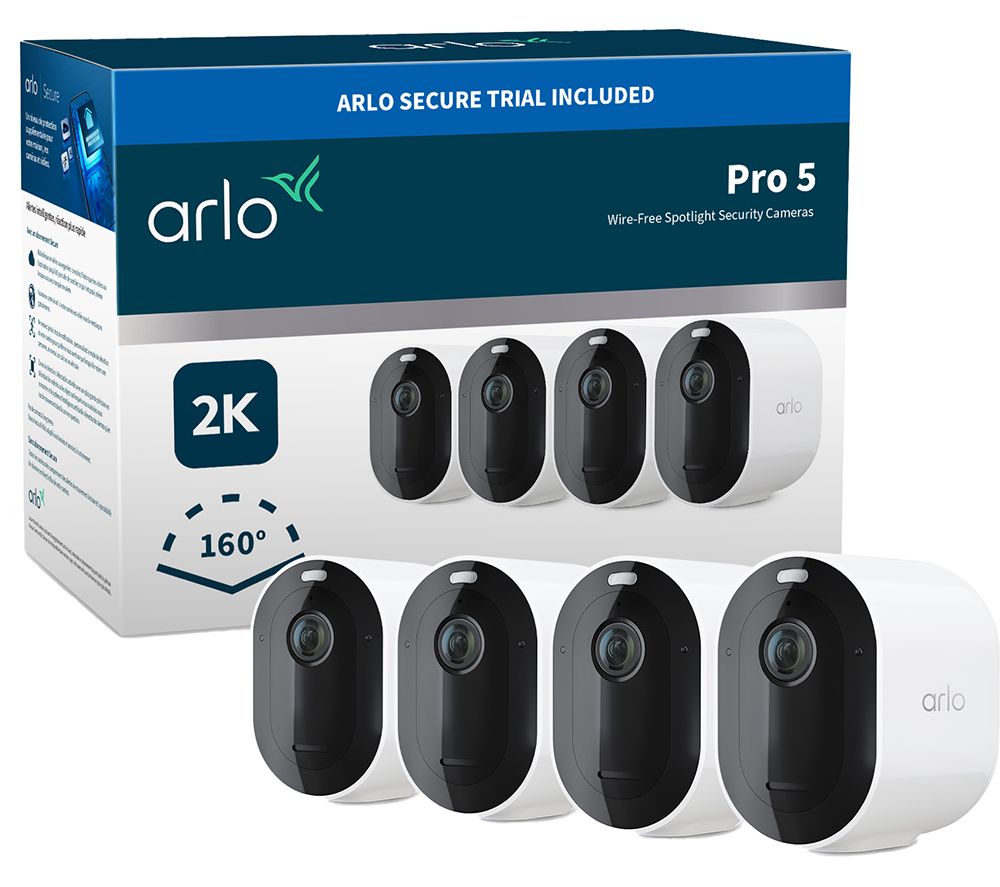 Pro 5 2K 1520p WiFi Security Camera System - 4 Cameras, White