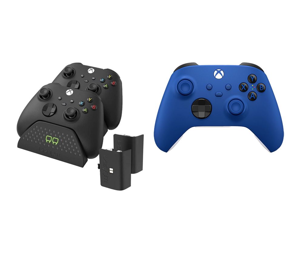 Wireless Controller (Blue) & VS2881 Xbox Series X/S & Xbox One Twin Docking Station (Black) Bundle