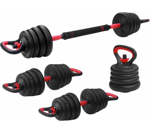 An image of FITPADDY 3-in-1 Barbell Weight Set - Red & Black