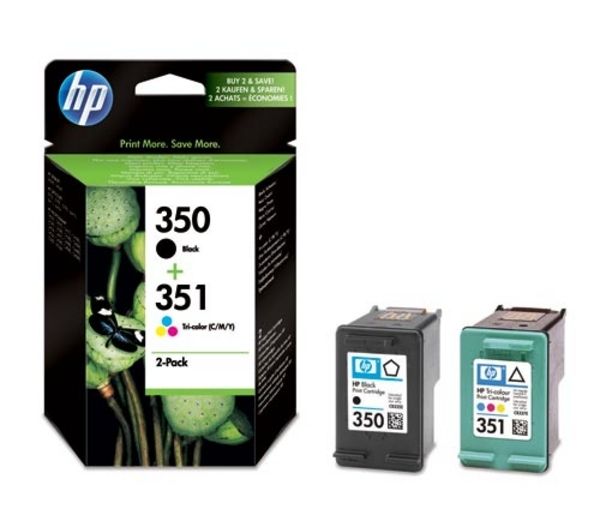 HP 350/351 Tri-colour & Black Ink Cartridges - Twin Pack