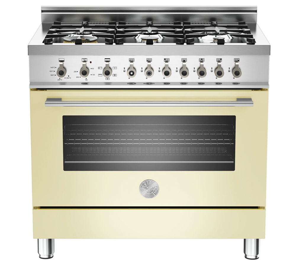 BERTAZZONI Professional 90 X906DUALCR Dual Fuel Range Cooker - Cream & Stainless steel, Stainless Steel