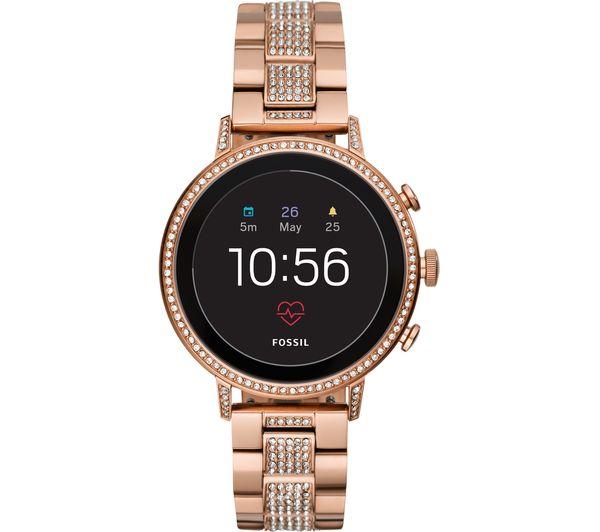 FOSSIL Q Venture - Rose Gold & Grey, Silicone Strap, Stainless Steel