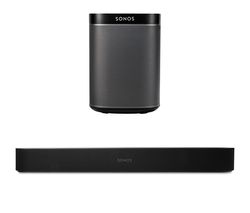 SONOS Beam Compact Sound Bar & PLAY:1 Wireless Multi-Room Speaker Bundle