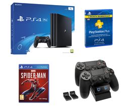 SONY PlayStation 4 Pro, Spider-Man, Twin Docking Station & PlayStation Plus Bundle