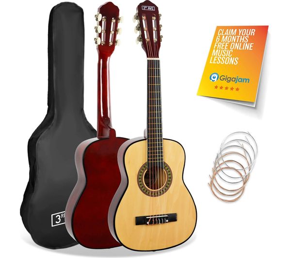 3rd Avenue 1 4 Size Kids Classical Guitar Bundle Natural