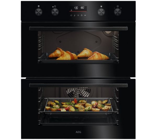 An image of AEG OU5CU40K Electric Built-under Double Oven - Black