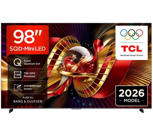 A product from TCL C8L 98" SQD-Mini LED 4K HDR Smart Google TV - 98C8L-UK, ONE FOR ALL WM5650 Full Motion 42-100" TV Bracket, and SANDSTROM S150AVC20 Screen Cleaner