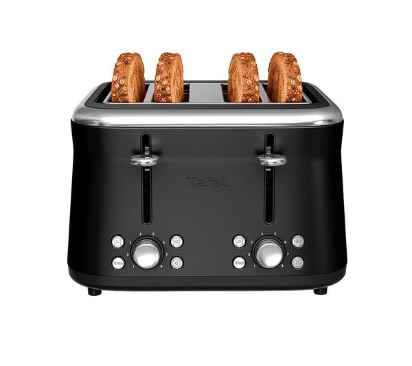 An image of TEFAL Berkshire Collection TF7208G0 4 Slice Toaster - Black