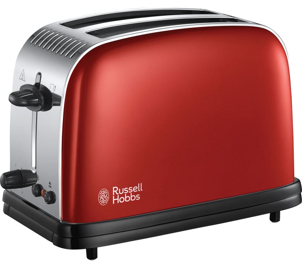 RUSSELL HOBBS Stainless Steel 2-Slice Toaster - Red, Stainless Steel