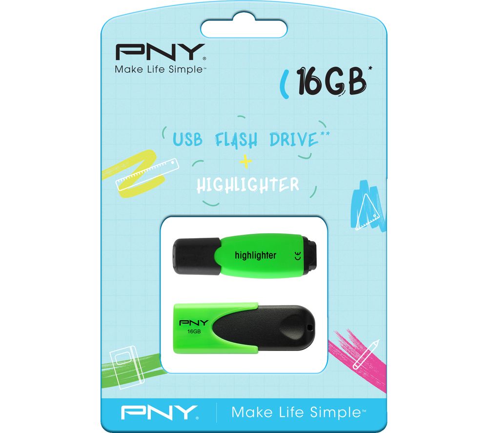 PNY Attache 4 USB 2.0 Memory Stick with Highlighter - 16 GB