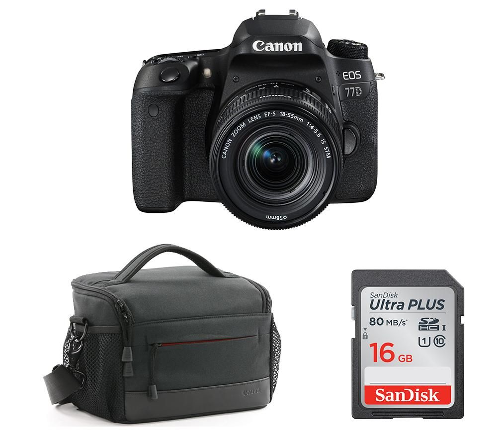 CANON EOS 77D DSLR Camera, Memory Card & Bag Bundle
