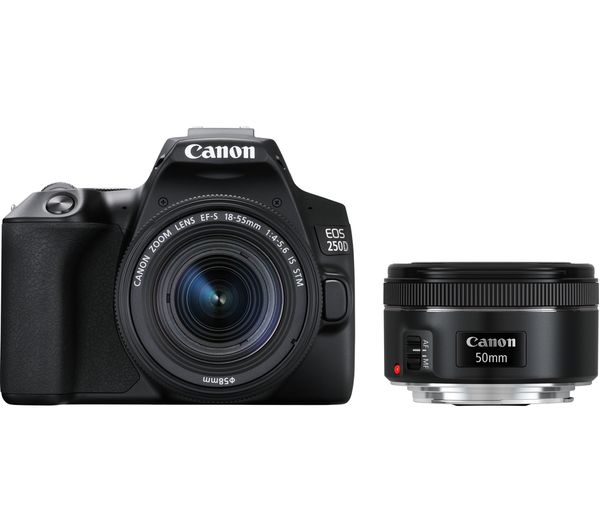 Image of CANON EOS 250D DSLR Camera with EF-S 18-55 mm f/3.5-5.6 III & EF 50 mm f/1.8 STM Lens