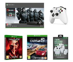 MICROSOFT Xbox One X with Gears 5, Tekken 7, Project Cars 2, Wireless Controller & Twin Docking Station Bundle