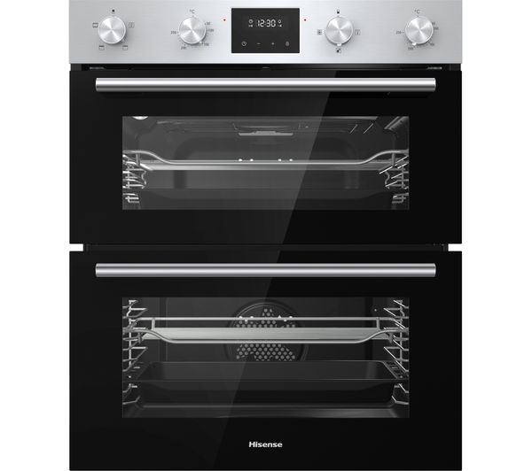 Image of HISENSE BID75211XUK Electric Built-under Double Oven - Stainless Steel & Black
