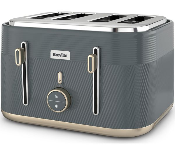 Image of BREVILLE Obliq VTT972 4-Slice Toaster - Grey & Gold