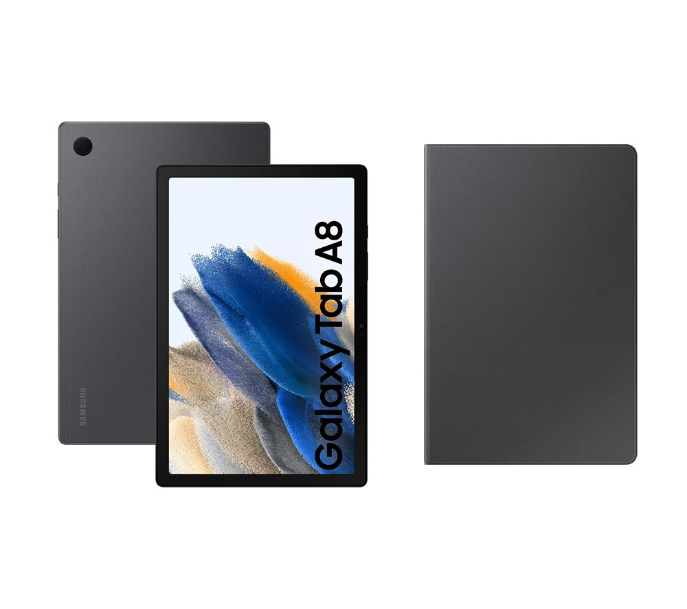 Galaxy Tab A8 10.5" Tablet (32 GB, Graphite) & Book Cover (Dark Grey) Bundle