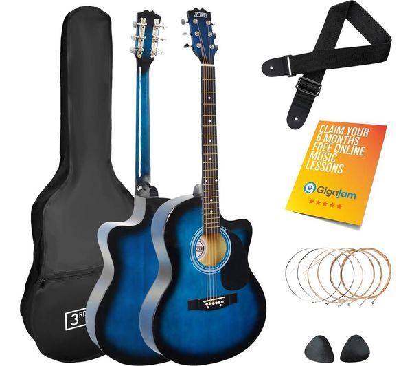 3rd Avenue Full Size 4 4 Cutaway Acoustic Guitar Bundle Blueburst