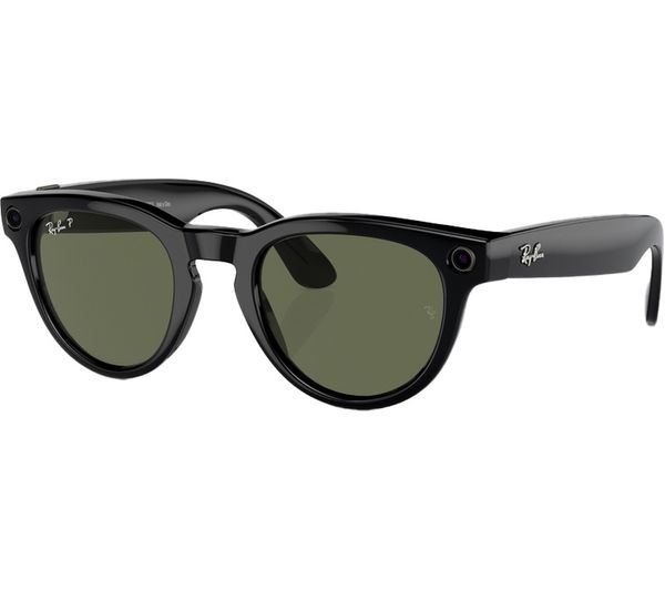 Ray Ban Meta Headliner Standard Smart Glasses Shiny Black Polarised G15 Green