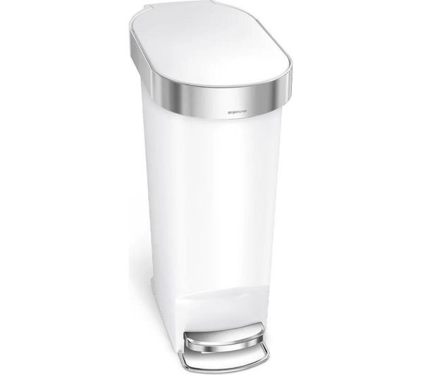 Simplehuman Cw1392 40 Litre Slim Rectangular Pedal Bin White