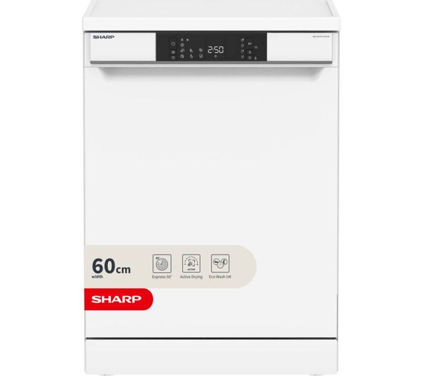 An image of SHARP QW-NA1FF47D4W-EN Full-size Dishwasher - White