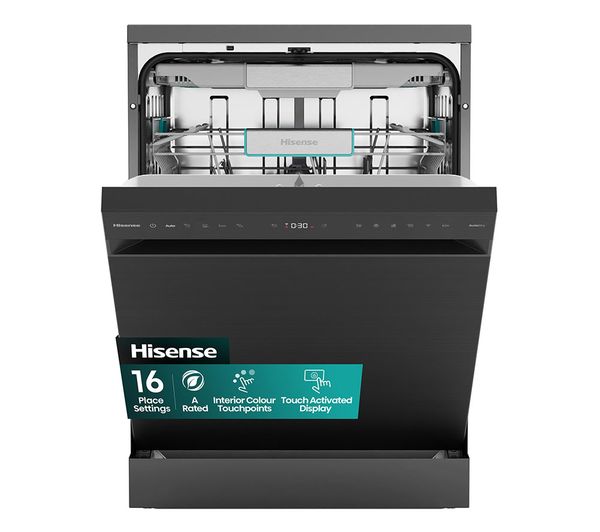 An image of HISENSE HS673A90BXUK Full-size WiFi-enabled Dishwasher - Black