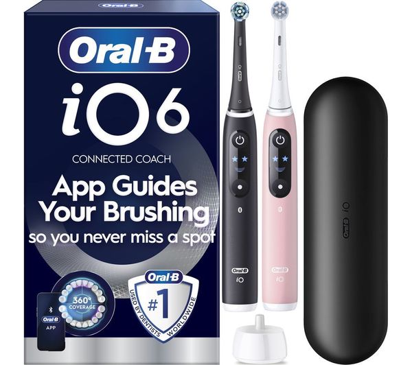 An image of ORAL-B iO6 Electric Toothbrush Duo Pack - Black & Pink