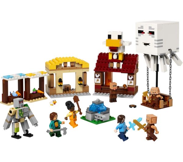An image of LEGO Minecraft 21273 The Ghast Balloon Village Attack Set