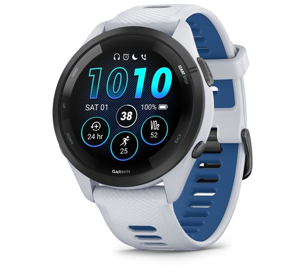 An image of GARMIN Forerunner 265S Sports Watch - White & Neo Tropic, 42 mm