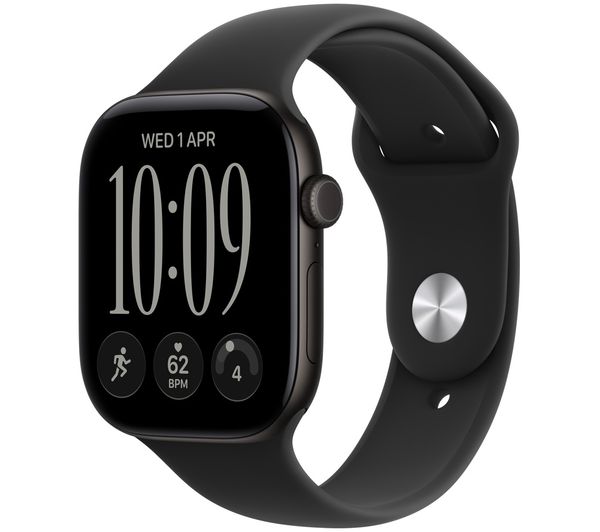 An image of APPLE Watch Series 12 - 46 mm Black Aluminium Case with Black Sport Band, M/L